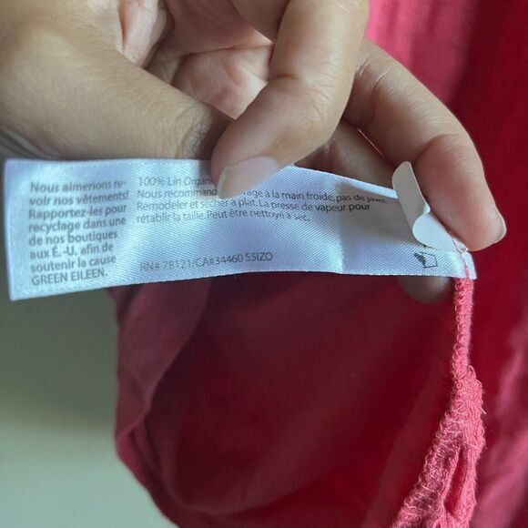 Eileen Fisher Pink V Neck High Low Organic Cotton - Picture 3 of 5